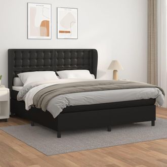 vidaXL Vidaxl - Cama Box Spring Con Colch&oacute;n Cuero Sint&eacute;tico Negro 180x200 Cm
