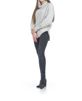 Papillon Ribbed Sweater With Cowl Neck In Light Grey