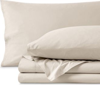 Bare Home 100% Organic Cotton Percale Cooling Sheet Set in French Beige at Nordstrom, Size California King