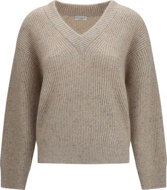 Brunello Cucinelli Beige Cashmere Womens Sweatshirt