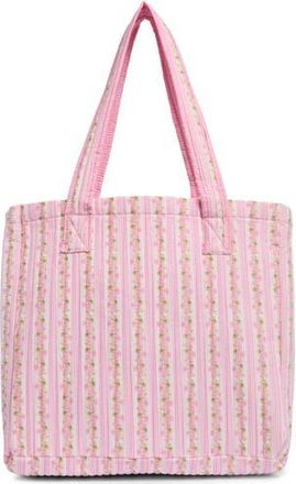 Madden Girl Floral Quilted Tote Bag with Pouch in Pink Floral at Nordstrom Rack
