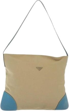 Prada Pre-owned Shoulder Bags, female, Beige, Size: ONE SIZE Pre-owned Canvas Shoulder Bag