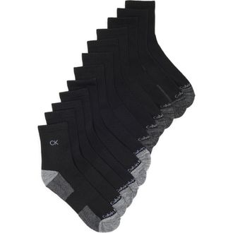 Calvin Klein 6-Pack Cushion High Quarter Socks in Black at Nordstrom Rack