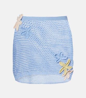 Bananhot Cori open-knit lam&eacute; miniskirt