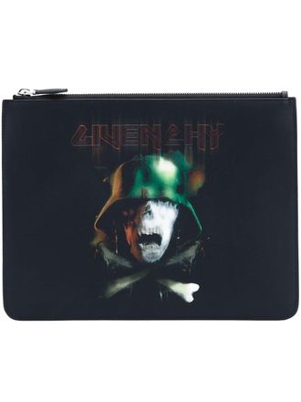 Givenchy skull and crossbones printed pouch - Nero