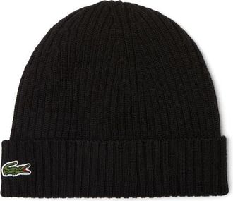 Lacoste Wool Cuff Beanie in Noir at Nordstrom