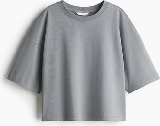 H&M Kastiges T-Shirt - Grau
