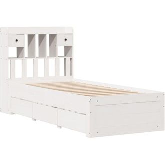 vidaXL Cama Con Estanter&iacute;a Sin Colch&oacute;n Madera Maciza Blanca 75x190 Cm Vidaxl