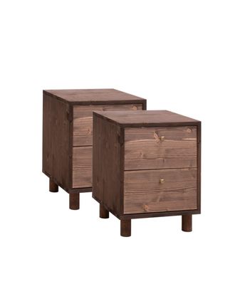 Deco Wood Pack 2 mesitas de noche de madera maciza nogal 51x38cm