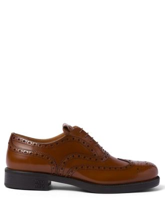 Miu Miu x Churchs leather brogue shoes - Brown