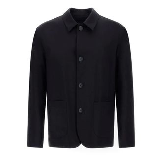Herno Light Jackets, male, Blue, Size: 2XL Blazer Light Stretch Wooly