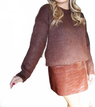 Astr Selbie Long Sleeve Sweater In Brown