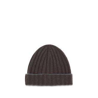 Brunello Cucinelli Mens Brown Cashmere Beanie Accessory