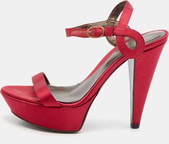 Sergio Rossi Fuchsia Satin Ankle Strap Platform Sandals