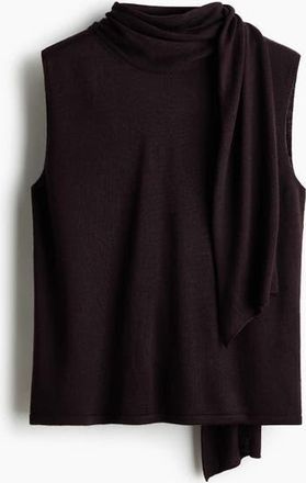 H&M Scarf-detail Turtleneck Top in Dark Purple at Nordstrom, Size X-Large