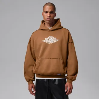 Nike Jordan Mens Jordan Flight Wings Fleece Pullover Hoodie in Brown | IM9191-281