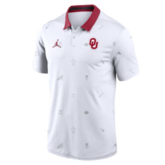 Nike Mens Oklahoma Vapor Pattern Jordan Brand Dri-FIT College Polo in White | 0JHT08DVOKN-RNS