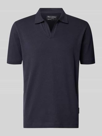Marc O'Polo Regular Fit Poloshirt aus Baumwoll-Leinen-Mix in Marine, Gr&ouml;&szlig;e XXXL