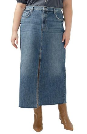 Silver Jeans Co Raw Hem Denim Maxi Skirt in Indigo at Nordstrom, Size 20W