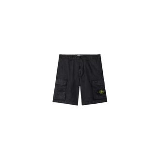 Stone Island Casual Shorts, male, Black, Size: W29 L100001 Loose Wide-Leg Cargo Bermuda Shorts