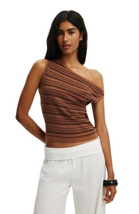 Cotton On Womens S/Less Off Shoulder Knit in Neutral Stripe at Nordstrom, Size Xx-Small