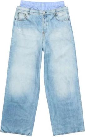 Acne Studios Pantalon imprim&eacute; - Dames - Loose Fit Jeans - Blauw - 2XS - Jeans