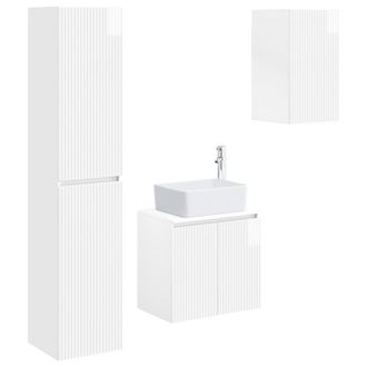 vidaXL Juego De Muebles De Ba&ntilde;o 3 Uds. Blanco Brillante Vidaxl