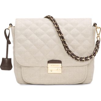 MZ Wallace Medium Crosby Lock Quilted Nylon Crossbody Bag in Sandy Linen at Nordstrom