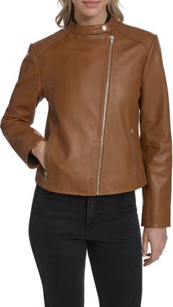 Cole Haan Band Collar Racer Jacket in Hazelnut at Nordstrom, Size Medium