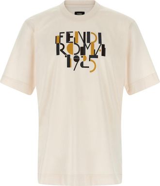 Fendi Off White Crewneck Printed T-Shirt