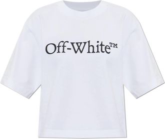 Off-white Korte T-shirt met losse pasvorm - Dames - T-shirts - Wit - L - Katoen - Tops