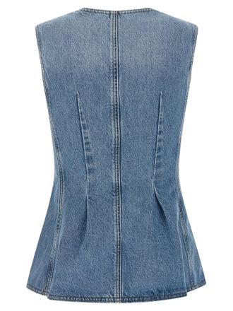 Rotate Flared Denim Tank Top - Blue