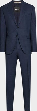 BOSS Mens Jeckson Wool Tonal Check Two-Piece Suit
