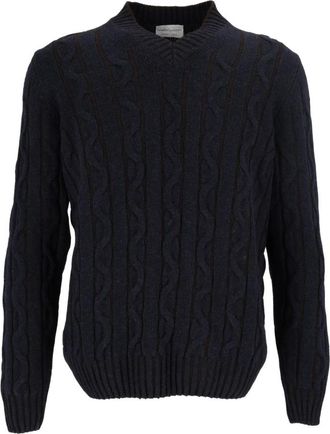 Settefili Cashmere Scollo V Treccia Vanis&egrave; 3 Fili-Knit - Knitwear - Hombre - Azul - 2XL