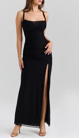 House of CB Lini Mesh Gown in Black at Nordstrom, Size X-Small A