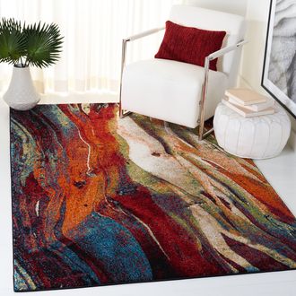 Safavieh Glacier Machine Made Area Rug, Red / Green Contemporary Style Easy Care