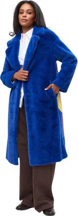 Cesare Gaspari Deluxe Lange Jas met Print op de Rug - Lovers - Dames - Mantel - Blauw - L - Polyester - Jassen