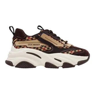 Steve Madden Possession-E-platformsneakers voor dames (Bruin/paars geruit)