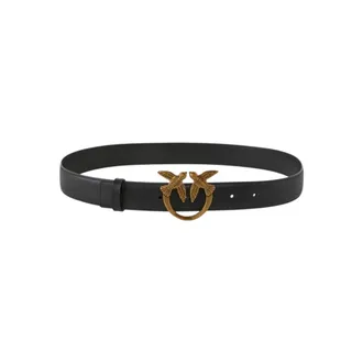 Pinko Love Birds Diamond Cut Belt - female - PINKO - Belts - Black - XS - Accessories