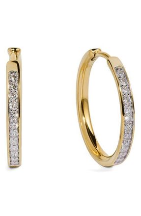 Monica Vinader Essential Lab Grown Diamond Pav&eacute; Hoop Earrings in 18K Gold Vermeil /Diamond at Nordstrom