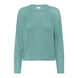 Kaffe Teal Gebreide Pullover Trui - Dames - Ronde hals truien - Groen - M - Truien & Vesten