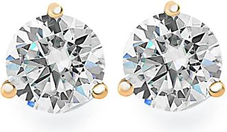 Pompeii3 1.50Ct TW Round Diamond Martini Studs 3-Prong 14k Gold Lab Grown