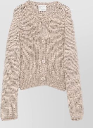 Forte_Forte chunky-knit cashmere silk mohair cardigan