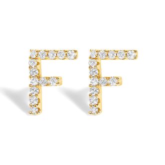 House of Brilliance 10K Gold 1/10 Cttw Diamond Initial A to Z Stud Earring