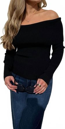 Astr Lidia Ribbed Off Shoulder Sweater In Black