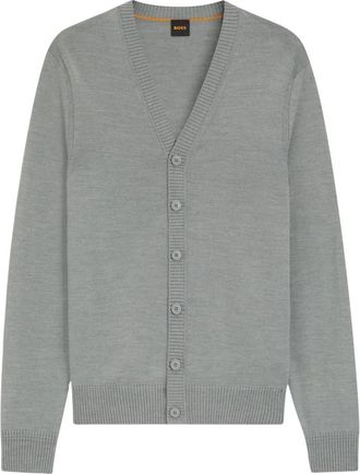 HUGO BOSS Avac CD Cardigan - Heren - Vesten - Grijs - 2XL - Wol - Truien & Vesten