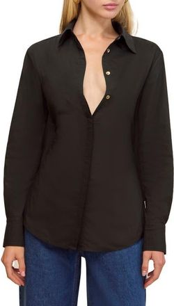 Cult Gaia Emelyn Poplin Button-Up Shirt in Black at Nordstrom, Size Xx-Small