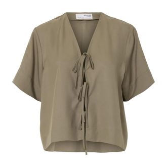 Selected Dames, Blouses & Shirts, Groen, Maat: XS Linnen