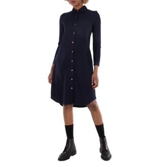 Thom Browne Cotton Tuck Rib Shirtdress, Brand Size 38 (US Size 2)