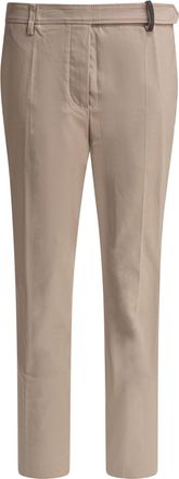 Brunello Cucinelli Brunello Cucinelli Womens Cotton Beige Trousers - Nude - Size EU 44 (Womens)